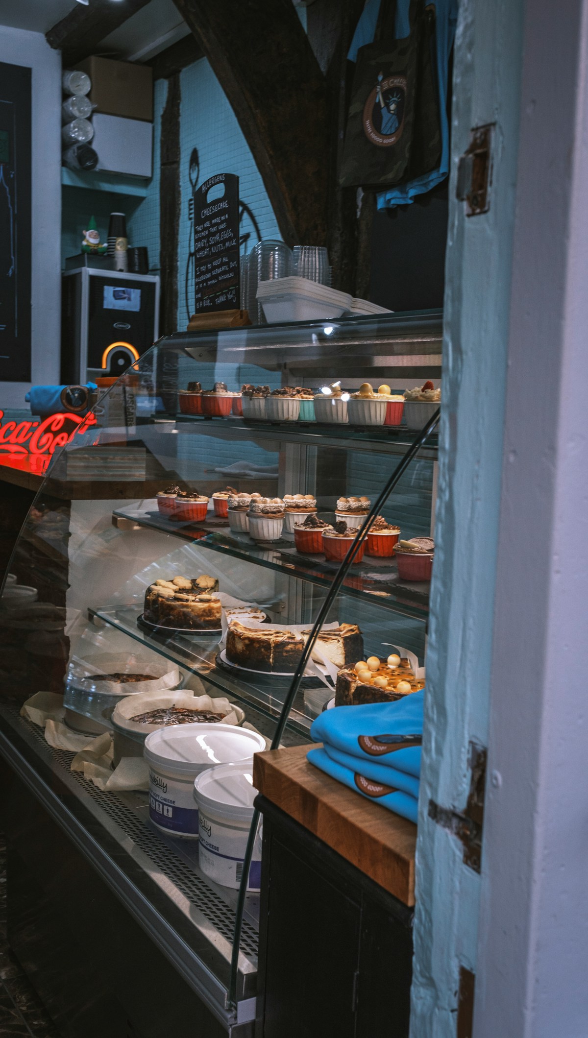 A display of freshly made cakes in an independent bakery